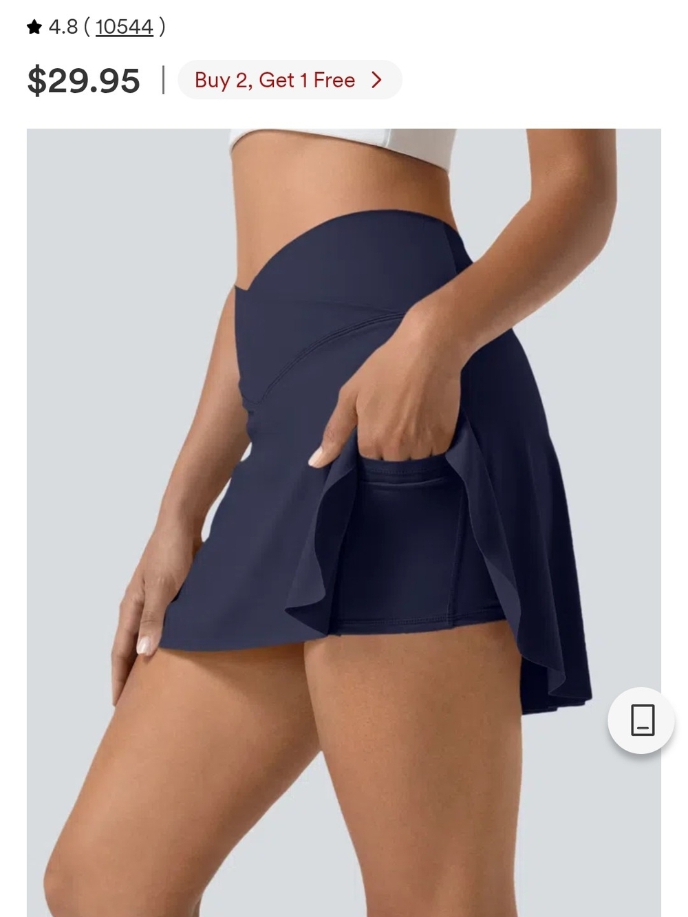 HALARA Navy High-Waist Active Skort with Side Pocket